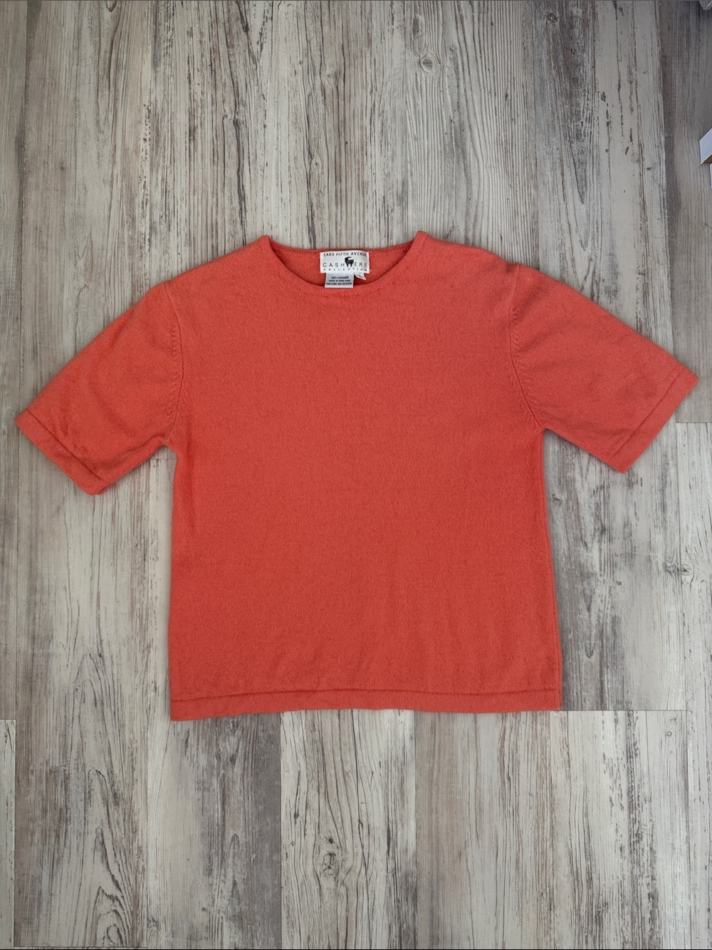 Vintage Saks Fifth Avenue 100% Cashmere Short Sleeve Sweater Rare Quiet Luxury